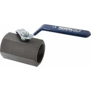 NIBCO 2 Inches Carbon Steel Standard 1-Piece Inline 1-Way Flow Ball Valve, FNPT x FNPT Ends, Lever Handle, 1500 WOG NL94GFD
