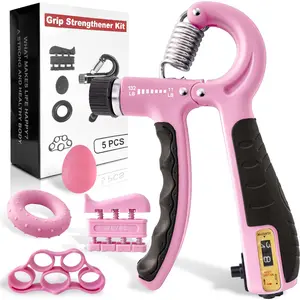 Hand Grip Strengthener Kit 5 Pack Forearm Grip Adjustable Resistance Hand Gripper, gripper ,forearm veins Adjustable Resistance Thigh Master Adjustable Hydraulic Chest Exerciser kettlebell Adjustable Barbell Weight Set Standard Cast Iron Barbell Set