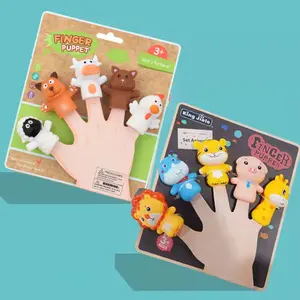 Hatwoo 5pcs Finger Puppets Set for Kids, Mini Rubber Fruit Vegatable & Animals Puppets Figures Toys,  for Story Time Playtime Shows Christmas Party Favors Gift