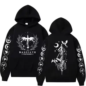 Basgiath War College Dragon Graphic Hoodie – Fantasy Rune Sword Design, Gothic Dragon Art, Unisex Streetwear Hoodie for Book Lovers