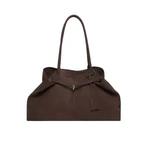 Dark Brown Suede Large Capacity Tote Bag Women’s Simple Commuter Shoulder Handbag Fashionable Bohemian Bag Fashion Versatile Casual Bag