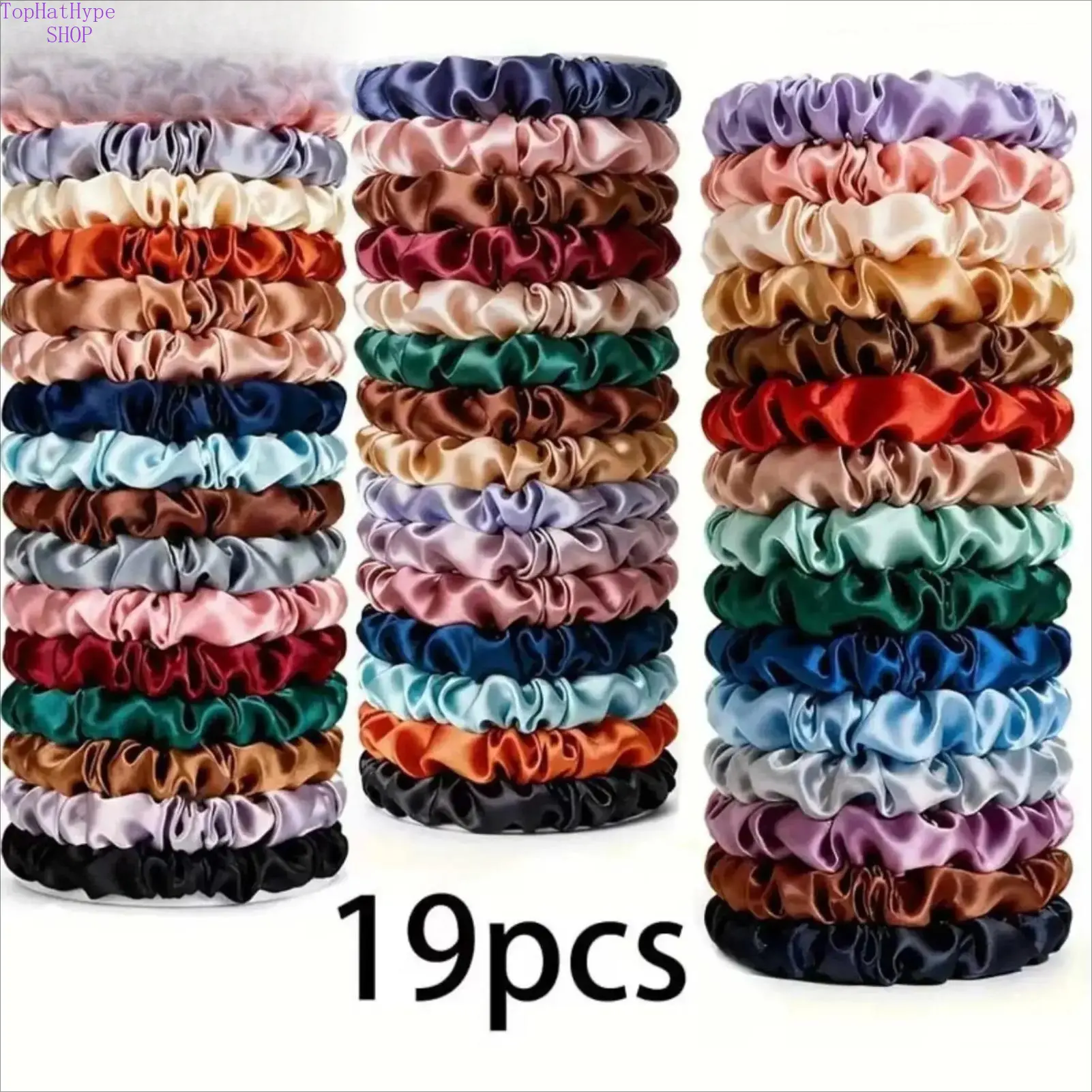 19PCS Satin Hair Scrunchies Set, Multi-color Soft Silk Elastic Hair Ties, Gentle No Damage Ponytail Holders, Lightweight Elegant Hair Accessories for Women Girls Daily Wear Party Wedding & Sweet Holiday Gift