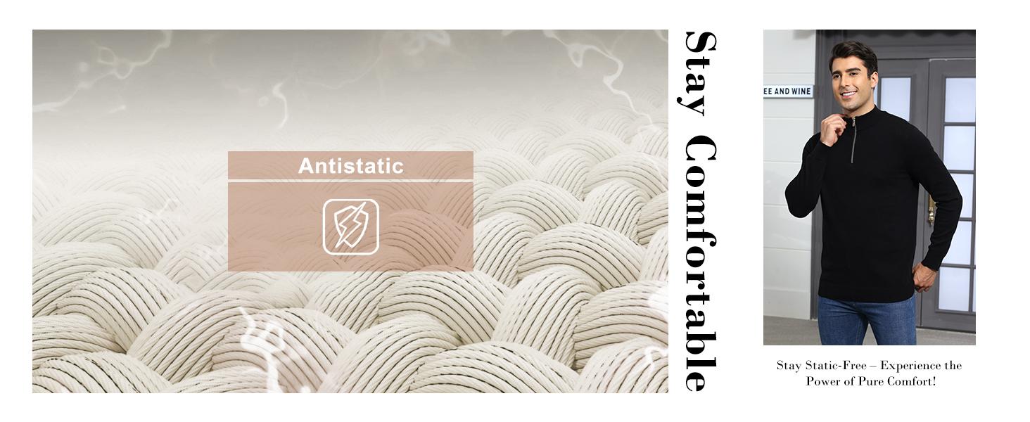 Alimens&Gentle 100% Cotton Trendy Long Sleeve Turtleneck Zip Sweater with Soft Polo Style Slim Fit Knitwear Menswear