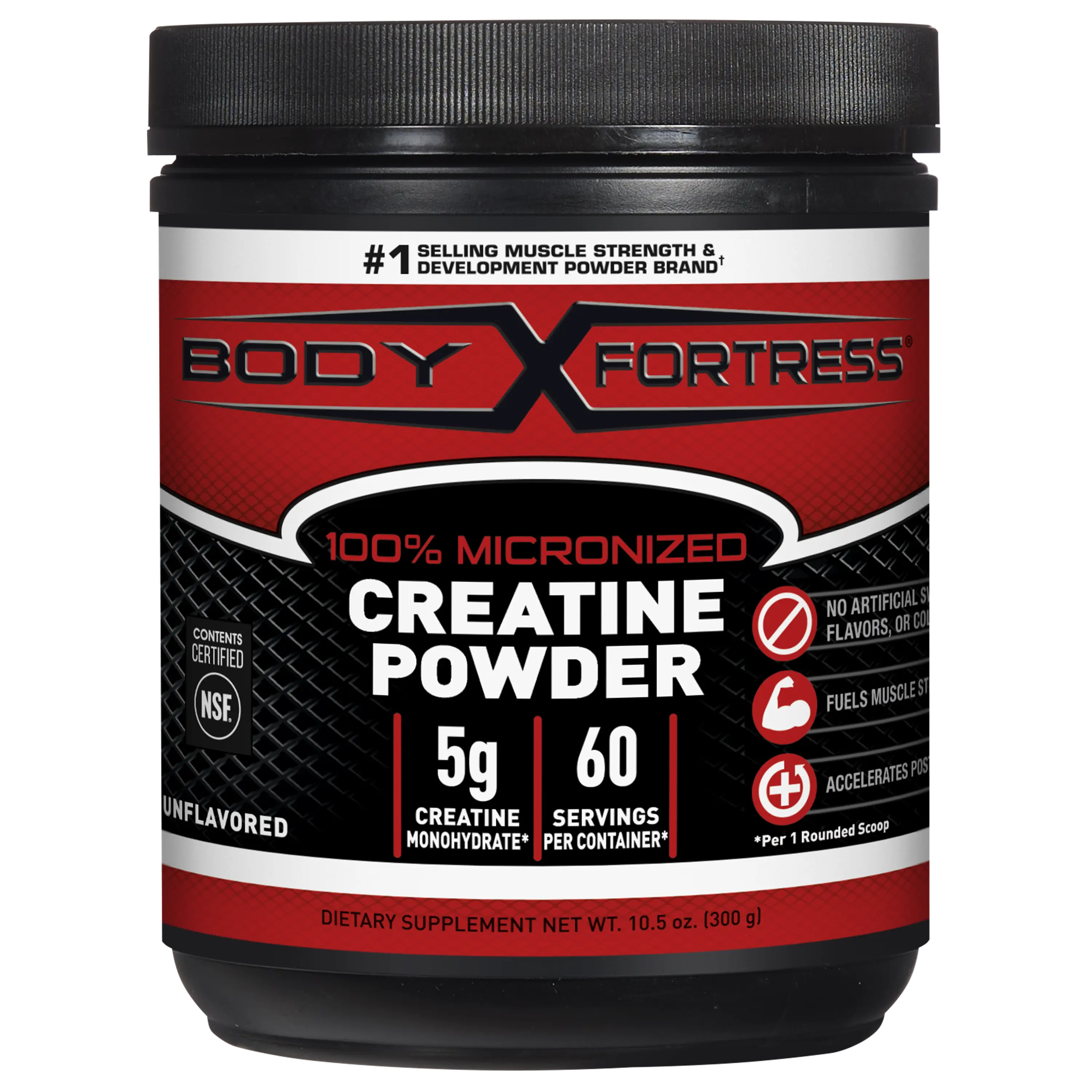 Body Fortress 100% Creatine Monohydrate Powder - Unflavored Micronized Creatine Supplement for Muscle Growth, Strength & Recovery, Pre Workout & Post Workout for Women and Men - 5g Per Scoop