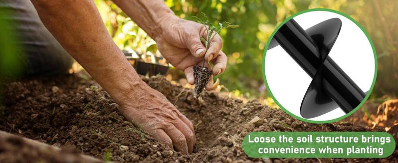 Auger Drill Bit for Planting, Spiral Garden Auger Bit for Bulb Planter and Hole Digger, 3/8 Inch Hex Drive, Garden Tools