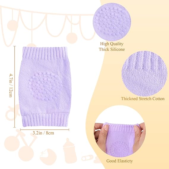 4 Pairs Baby Knee Pads – Anti-Slip Crawling Leg Warmers, Elastic Toddler Knee Sleeves for Crawling, Infant Protection Pads for Boys & Girls