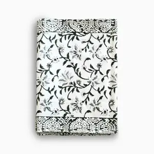Hand Block Print Table Runner – White & Black