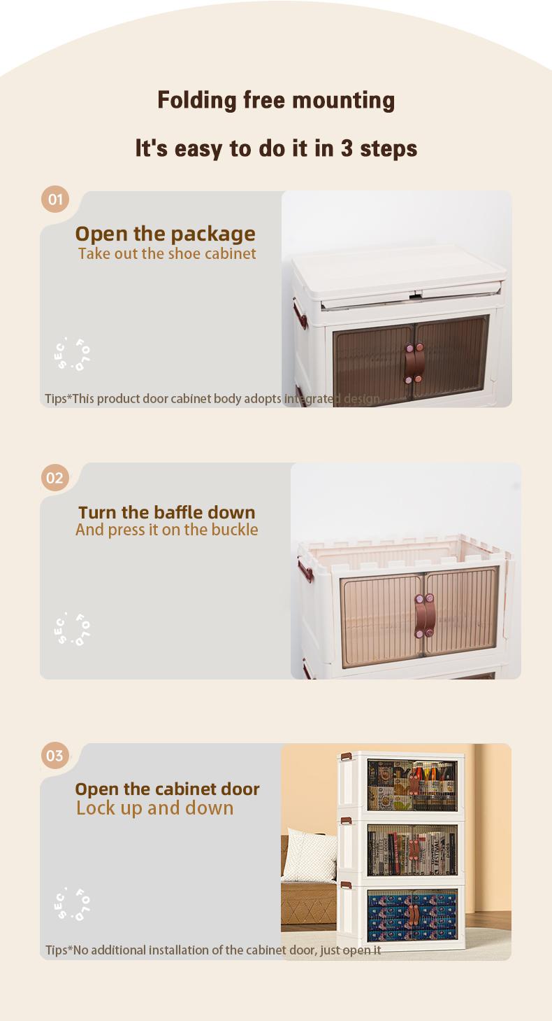 ONAIL Foldable Storage Box with Lid Stackable Household Organiser in Cream White for Kitchen Bedroom Bathroom & Warehouse Large Capacity L XL XXL Sizes