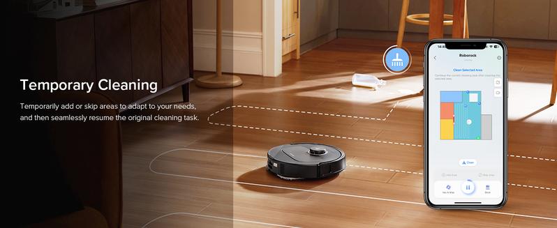 Roborock Qrevo series Robot Vacuum and Mop, 12,000Pa (Qrevo S5V), Mop Washing & Self-Cleaning, FlexiArm Edge Mopping, Warm Air Drying, Self-Emptying, Black #NewYearNewMe #ces