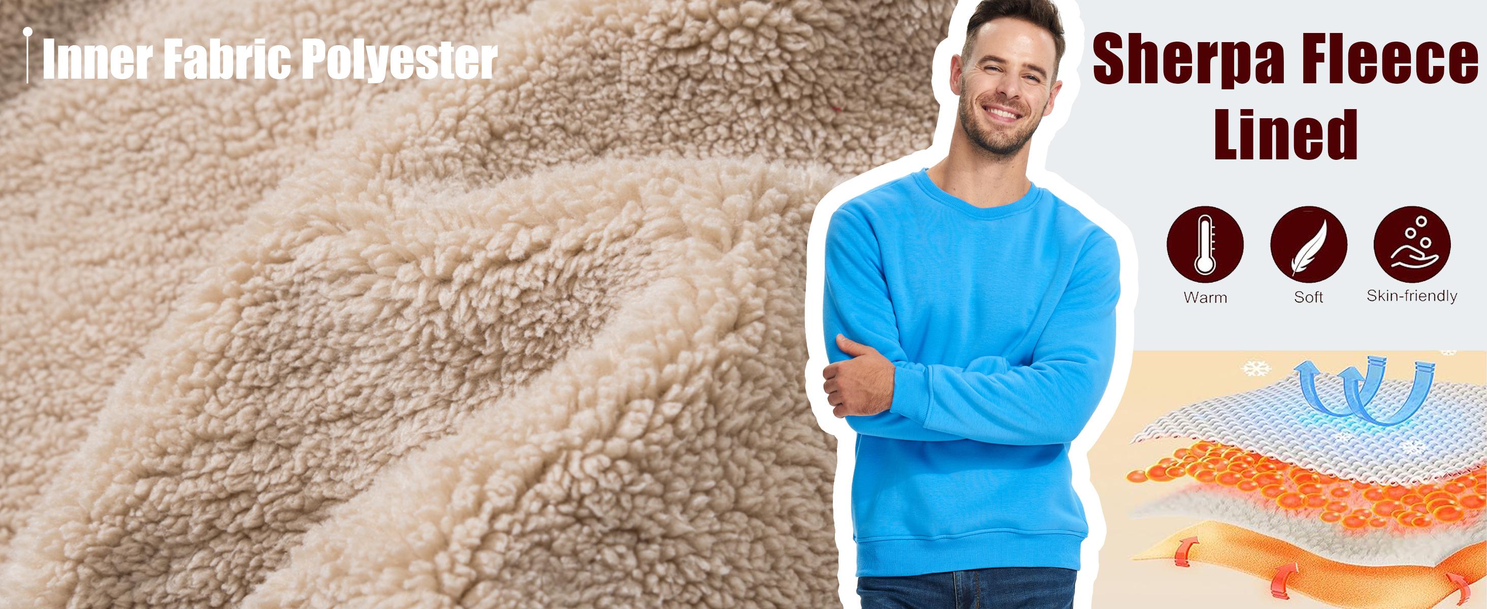 MAGCOMSEN Men's Sherpa Lined Sweatshirts Fleece Pullover Basic Tops Warm Crewneck Spring Winter Sweatshirt Fallfreshness Outdoorfun