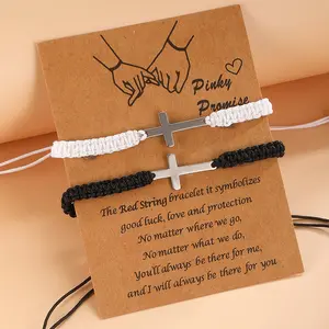 Adjustable Cross Bracelet Braided Cord Faith Prayer Jewelry for Couples