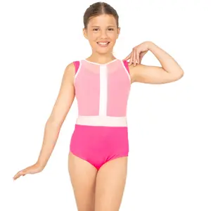 Youth Mesh Overlay Cross Back Leotard
