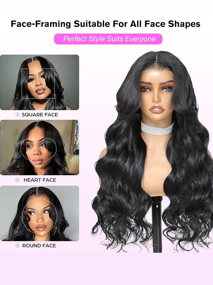 [28" Only for 95$]Body Wave 13X6 Drawstring Glueless Wig Human Hair Brazilian 13x4 Transparent Lace Frontal Human Hair Wig 6x4 Wear Go Pre Cut Lace Closure Wig Preplucked Hairline Natural Black Beauty Sponges Beauty Products