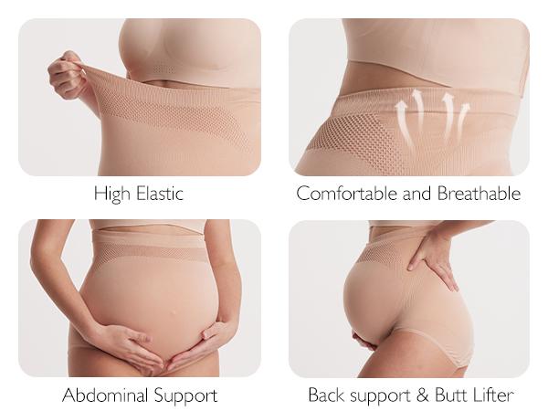 Momcozy Women's Maternity High Waist Underwear Pregnancy Seamless Soft Belly Support Panties Over Bump 3 Pack