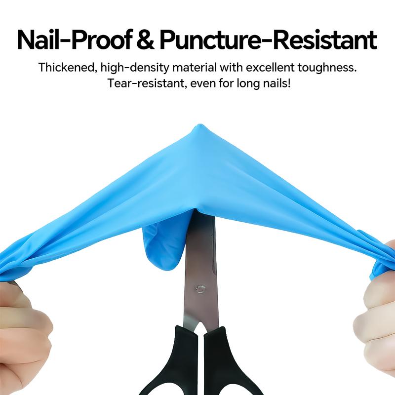 Thickened Disposable Nitrile Gloves Blue 200/400Pcs, Latex & Powder Free, Puncture Resistant, Textured Non-Slip Grip, Food Safe Multi-Purpose Gloves, Food Grade, S/M/L/XL, Ideal for Household, Catering, Beauty & Industrial Work