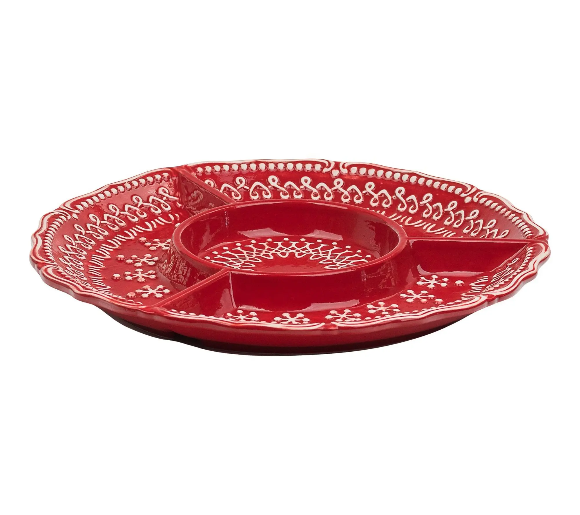 10 Strawberry Street Yuletide Stitch 4-Section Platter