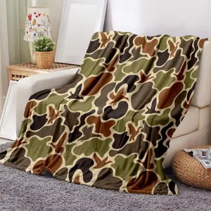 Throw Blanket Camouflage Pattern Flannel Blanket Comfortable Throw,Cool Bedroom Bedding,Warm Napping For Home Office Travel
