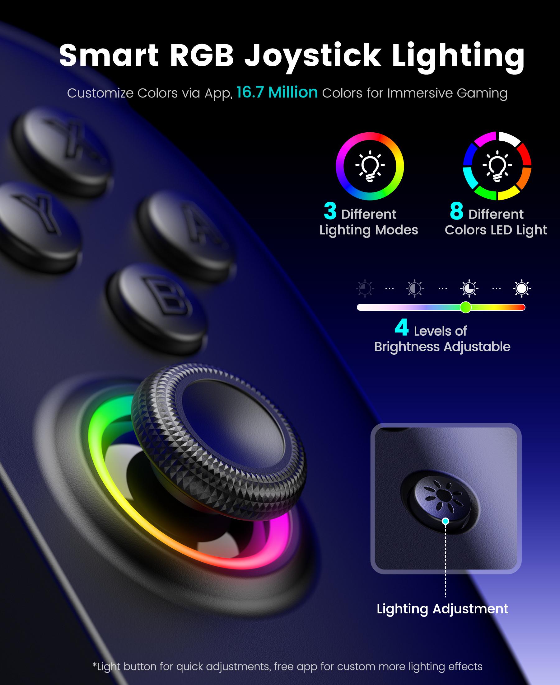 BEBONCOOL Switch 2 Controller, Switch 2 Accessories Wireless Pro Controller with No-drift Hall Effect Joystick, 4 RGB Mode, 10H+ Battery, Turbo&Macro, Full-Size Hand-Curve Design Comfort for Nintendo Switch 2 Games