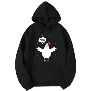 Black Casual Hoodie with Unique Chicken Dance Design – Soft Material, Great Outdoor Wear
