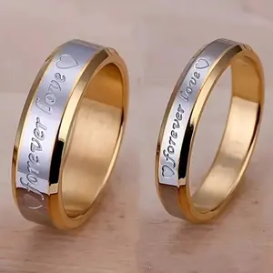 14k gold-plated couple rings for men and women, wedding rings, engagement rings, anniversary gifts, couple jewelry.