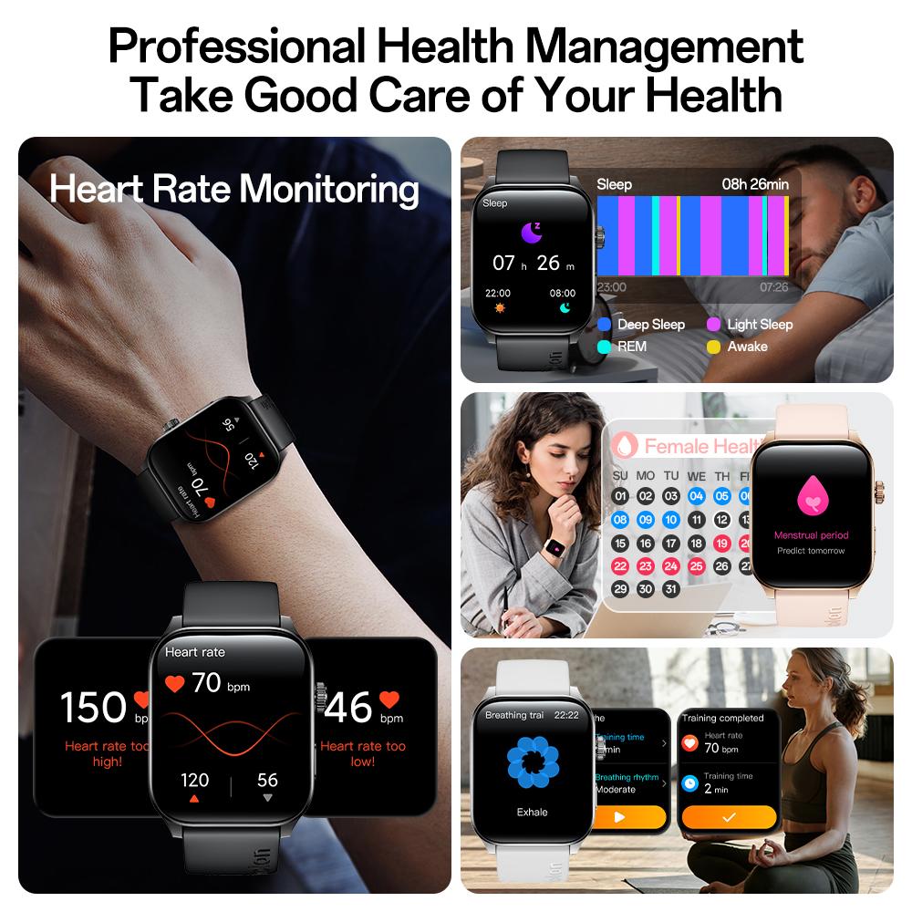 Aolon Curve3 lightweight Smartwatch with Answer/Make Calls/Message Reminder, 1.93'' IPS Screen, IP68 Waterproof, Custom Buttons, Digital Crown, 110+ sports modes for Outdoor Fitness, Workout, Men Women's Gifts, iPhone&Android Compatible