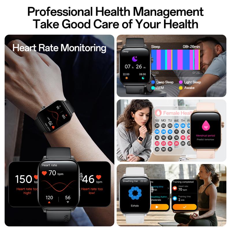 Aolon Curve3 lightweight Smartwatch with Answer/Make Calls/Message Reminder, 1.93'' IPS Screen, IP68 Waterproof, Custom Buttons, Digital Crown, 110+ sports modes for Outdoor Fitness, Workout, Men Women's Gifts, iPhone&Android Compatible