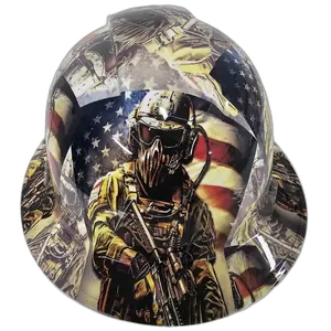 Military Soldier Patriot Flag - Custom Hydro Dipped Full Brim Hard Hat