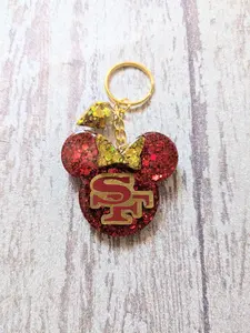 49ers Keychain | Glitter Mouse Head, Football Fan Gift