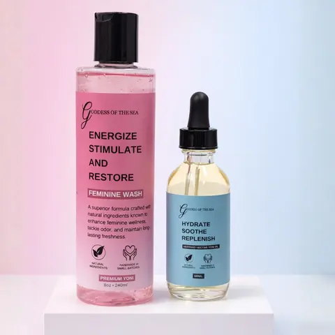 Yoni Wash Duo Bundle - Premium Wash & Mermaid Nectar Oil - Gentle Ingredients for Sensitive Skin - Perfect for Intimate Care