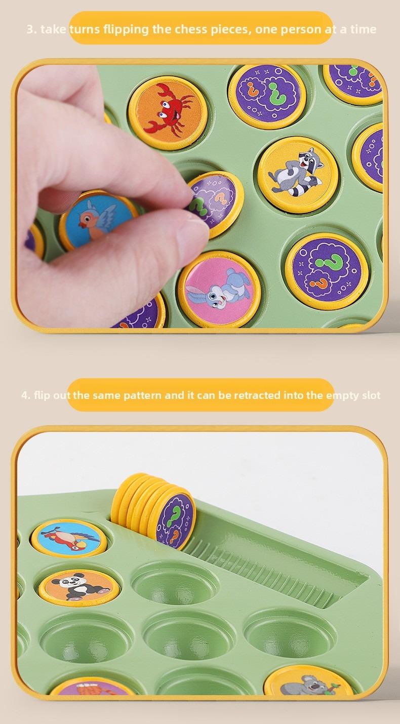 A Tabletop Educational Game for Kids - Fruit Memory Matching Flip Chess with Finger Sticks The perfect early learning toy for parent-child bonding!It helps train concentration, boosts memory skills, and promotes hand-eye coordination preschool montessori