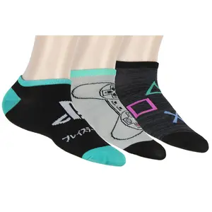 PlayStation Adult Logo Icon Controller 3 Pack No Show Ankle Socks
