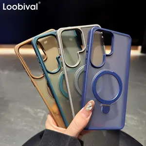 Adjustable Bracket Magnetic Charging Case For Samsung Galaxy S22 S23 S24 FE S25 S26 Ultra Plus Matte Shockproof Stand Cover