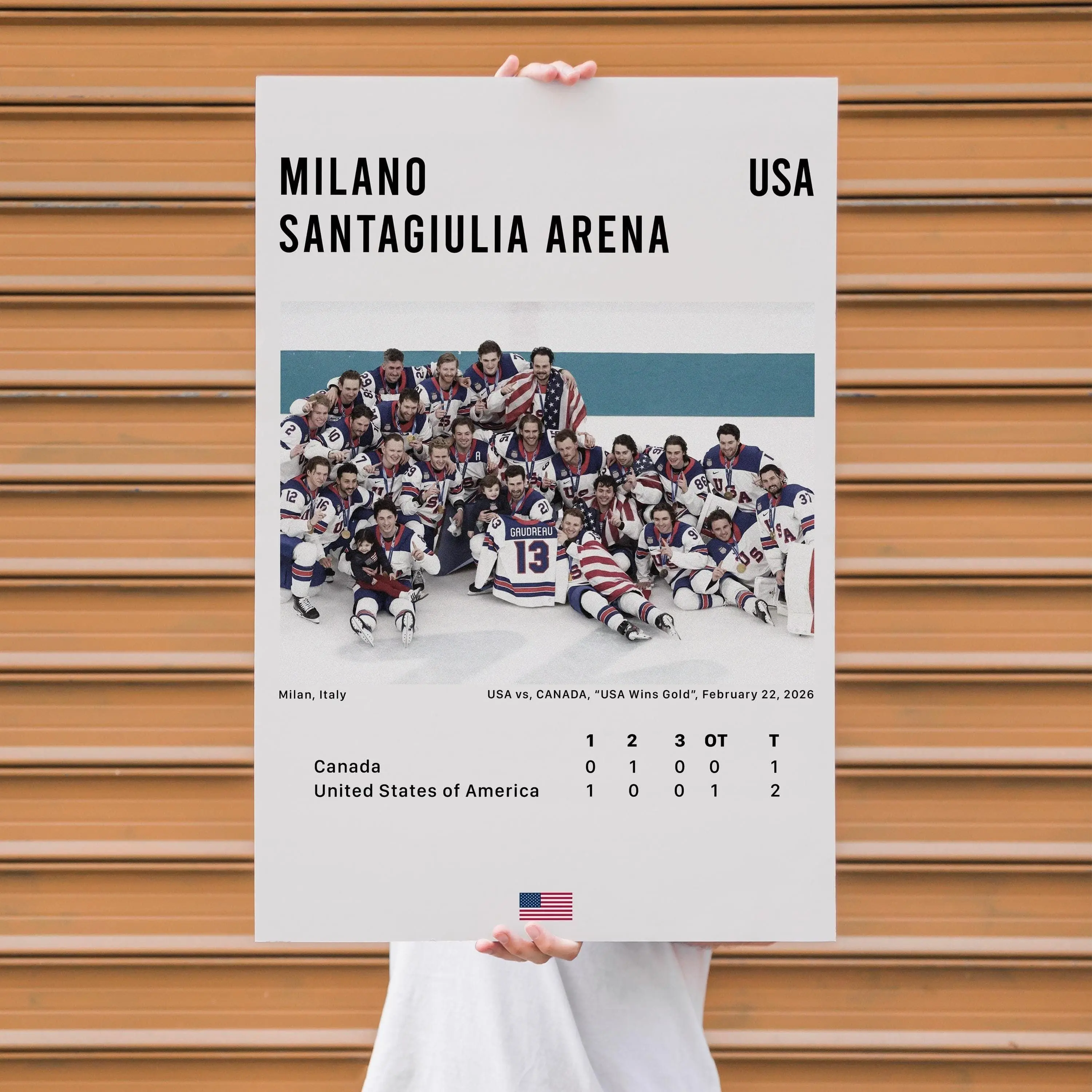 [UNFRAMED] USA vs Canada 2026 Milano Arena Poster, Gold Medal Victory, Olympic Championship Art for Fans