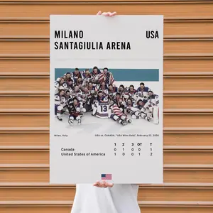 [UNFRAMED] USA vs Canada 2026 Milano Arena Poster, Gold Medal Victory, Olympic Championship Art for Fans
