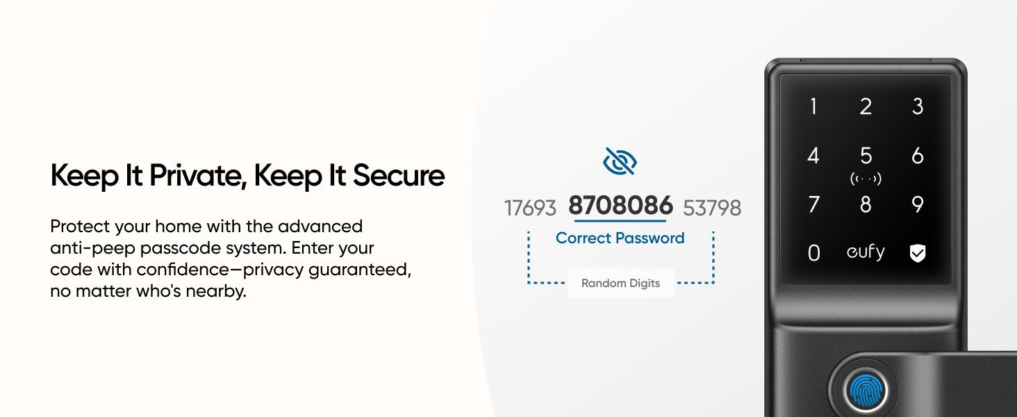 eufy Smart Lock C33, Keyless Fingerprint Door Lock with Handle, Integrated Wi-Fi, Remote Control via App, Biometric Entry Knob, Auto-Locking, IP53 Waterproof (2025 New Version)