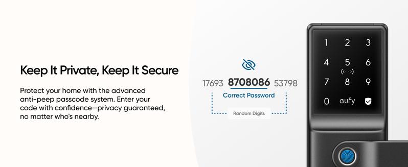 eufy Smart Lock C33, Keyless Fingerprint Door Lock with Handle, Integrated Wi-Fi, Remote Control via App, Biometric Entry Knob, Auto-Locking, IP53 Waterproof (2025 New Version)