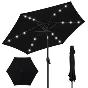 Best Choice Products 7.5ft Outdoor Solar Patio Umbrella for Deck, Pool w/ Tilt, Crank, LED Lights