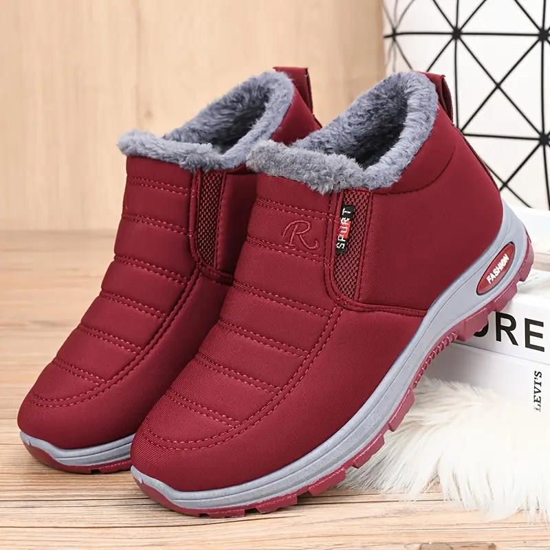 Rain Core | Women's Winter Warm Plush Lined Ankle Boots Non-Slip Waterproof Couple Style Snow Boots for Cold Weather plush  lined  boots