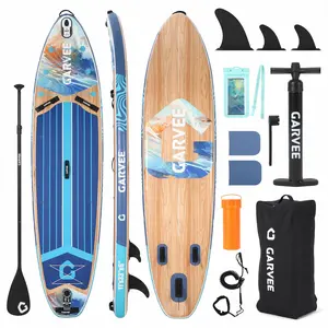 Dark Wood Grain Inflatable Stand Up Paddle Board, Stand Up Paddle Board with SUP Paddleboard Accessories, Wide Stable Design, Non-Slip Comfort DecK