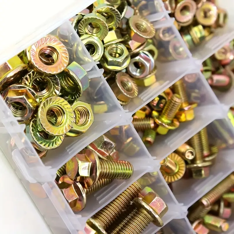 Alloy Steel Flange Bolt and Nut Kit - Steel Alloy Metric Hex Screw Set with M5, M6, M8 Metric Sizes, 14 Common Sizes, Corrosion-Resistant Hardware, Durable Fasteners in Clear Organized Storage Box for DIY Repair, Home Repairs summerwins