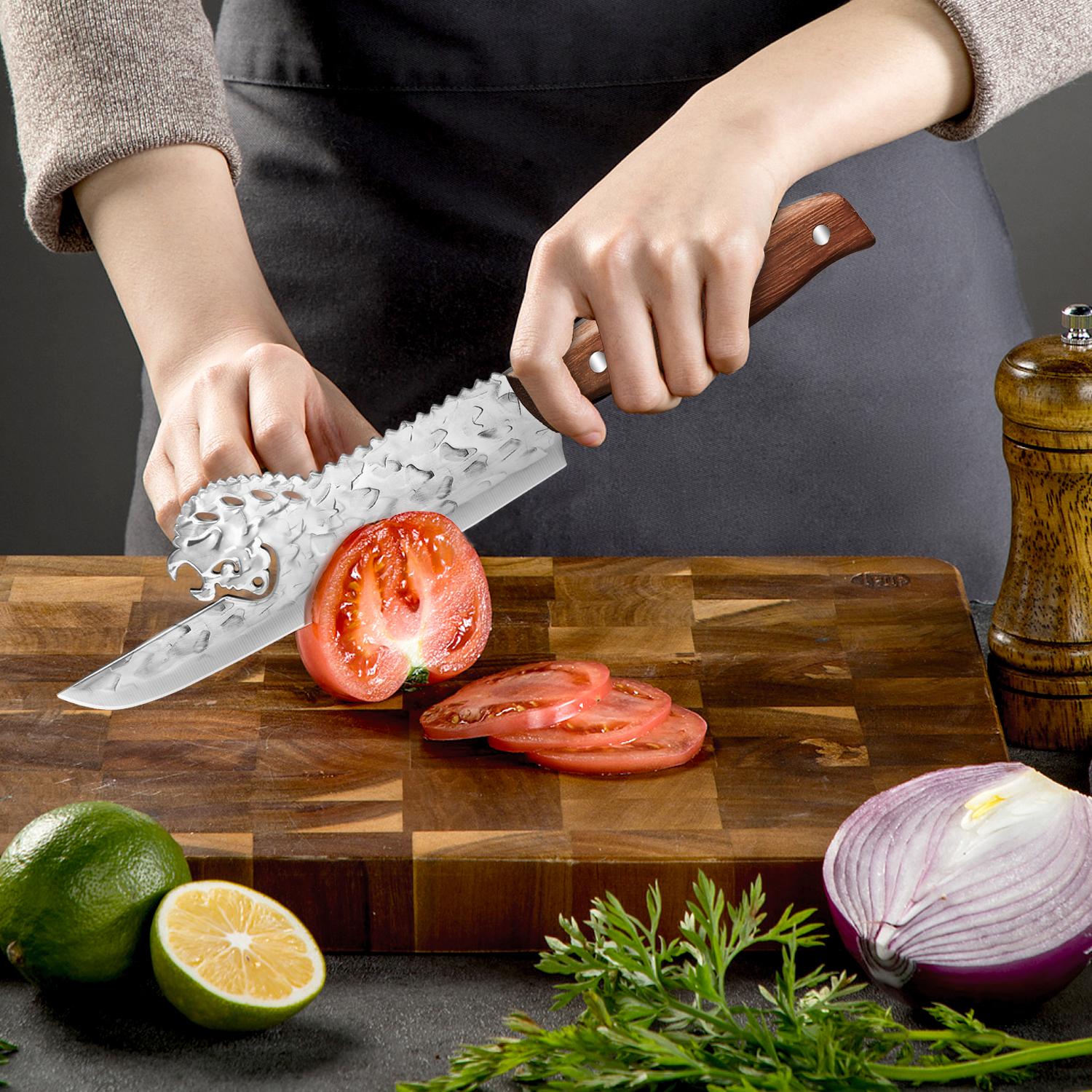 3Pcs High Quality Sharp Chef Knife Set, Professional Kitchen Knife, Alien Sheep Head Knife, Vegetable Knife, Slicer Knife, Ergonomic Solid Wood Handle, Suitable for Kitchens, Restaurants, Holiday Gift, Gift Box for Men and Chef