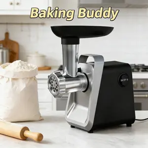 Home electric meat grinder, made of stainless steel material, efficiently grinds meat and vegetables, easily makes meat filling, sausages, suitable for home cooking, baking preparation, and healthy eating