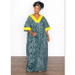 Adire Kampala Bubu Dress with Headwrap – African bubu dress. Rich Aunty Style