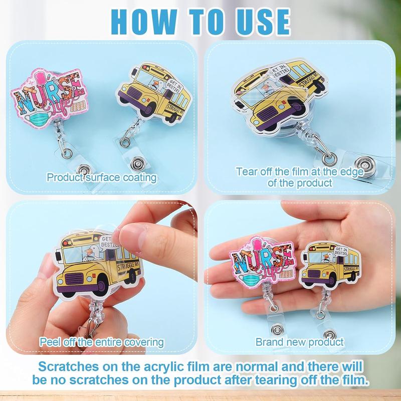 36/24/12/10 Pcs Funny Badge Reels for Nurses Cute Acrylic ID Badge Holder with Retractable Name ID Clip Bulk Badge Reel Accessories for Doctors Teachers Nursing Students Coworkers Medical Assistants New Grad Nurse Onboarding Gifts, Clinical Essentials