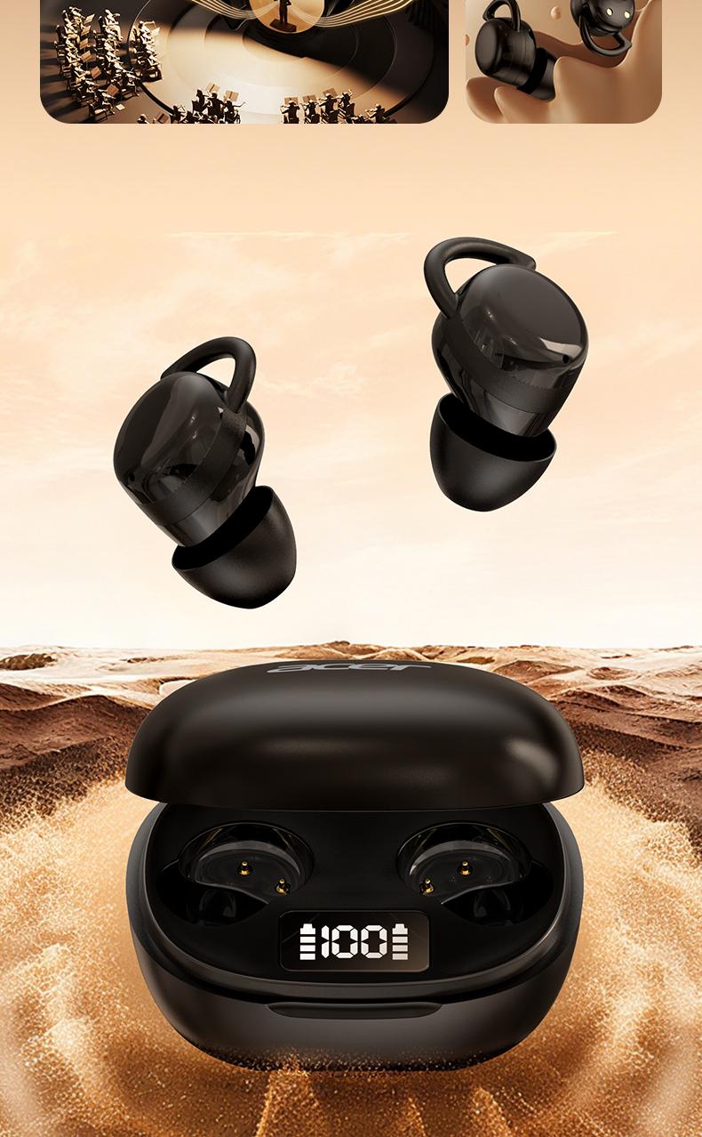 Acer OHR557 Wireless Audio Earphones, Invisible Sleeping Earbuds, Noise Cancelling Headphones for Running, Exercising, Gaming Sports, Electronic Headset Audio, Travel Essentials Bone Conduction Tech Black