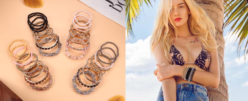 MILACOLATO 4 Sets Boho Bracelets for Women Multi-Color Layered Stackable Natural Beaded Bracelets Adjustable Stretch Bohemian Bracelets Elegant Bangle MILACOLATO 4 Sets Boho Bracelets for Women Multi-Color Layered Stackable Natural Beaded Bracelets Adjustable Stretch Bohemian Bracelets Elegant Bangle