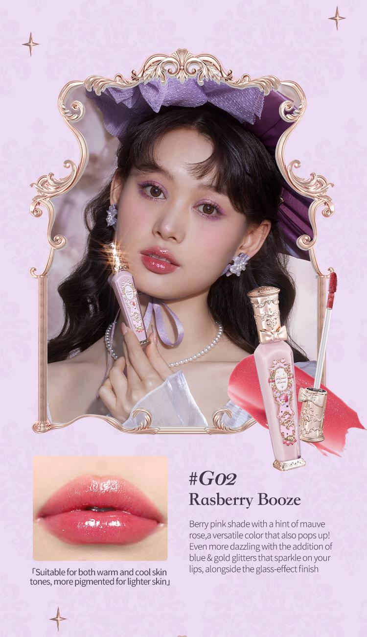 Flower Knows Violet Strawberry Rococo Collection Glowy Lip Gloss, lipstick, makeup,glossy, blurring lips, weightless, dealsforyoudays