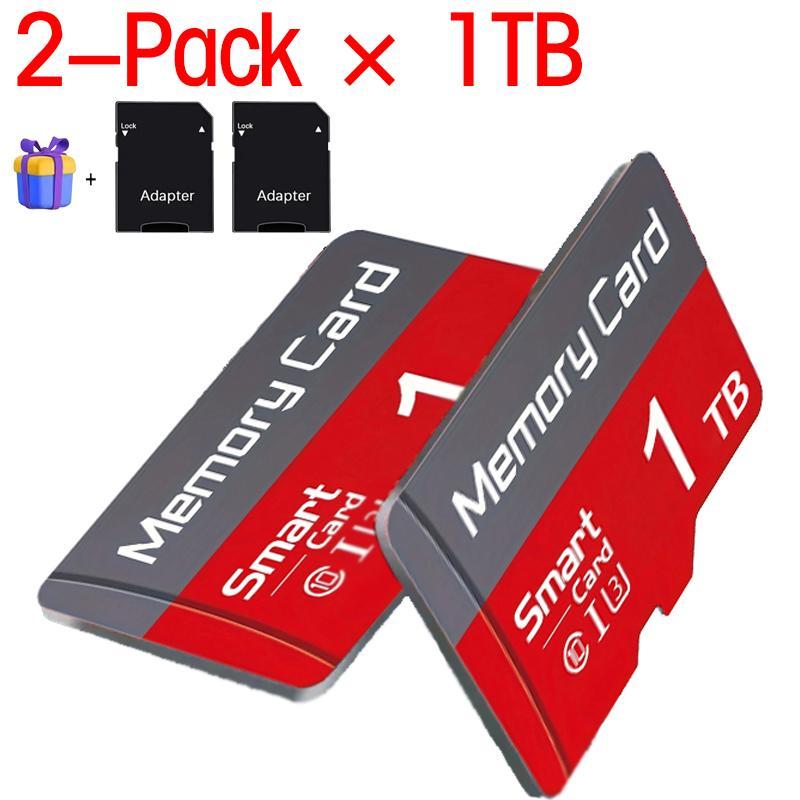 2-Pack × 1TB The Micro SD card tf is compatible with cameras, smart phones, tablets, personal computers and game consoles