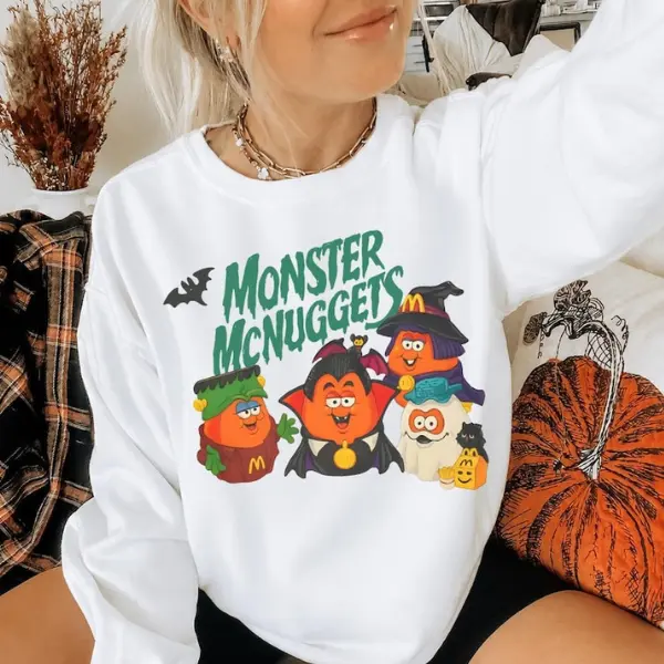 Retro Monster Nuggets Sweatshirt, Spooky Nuggets Meal Bucket Halloween Sweater