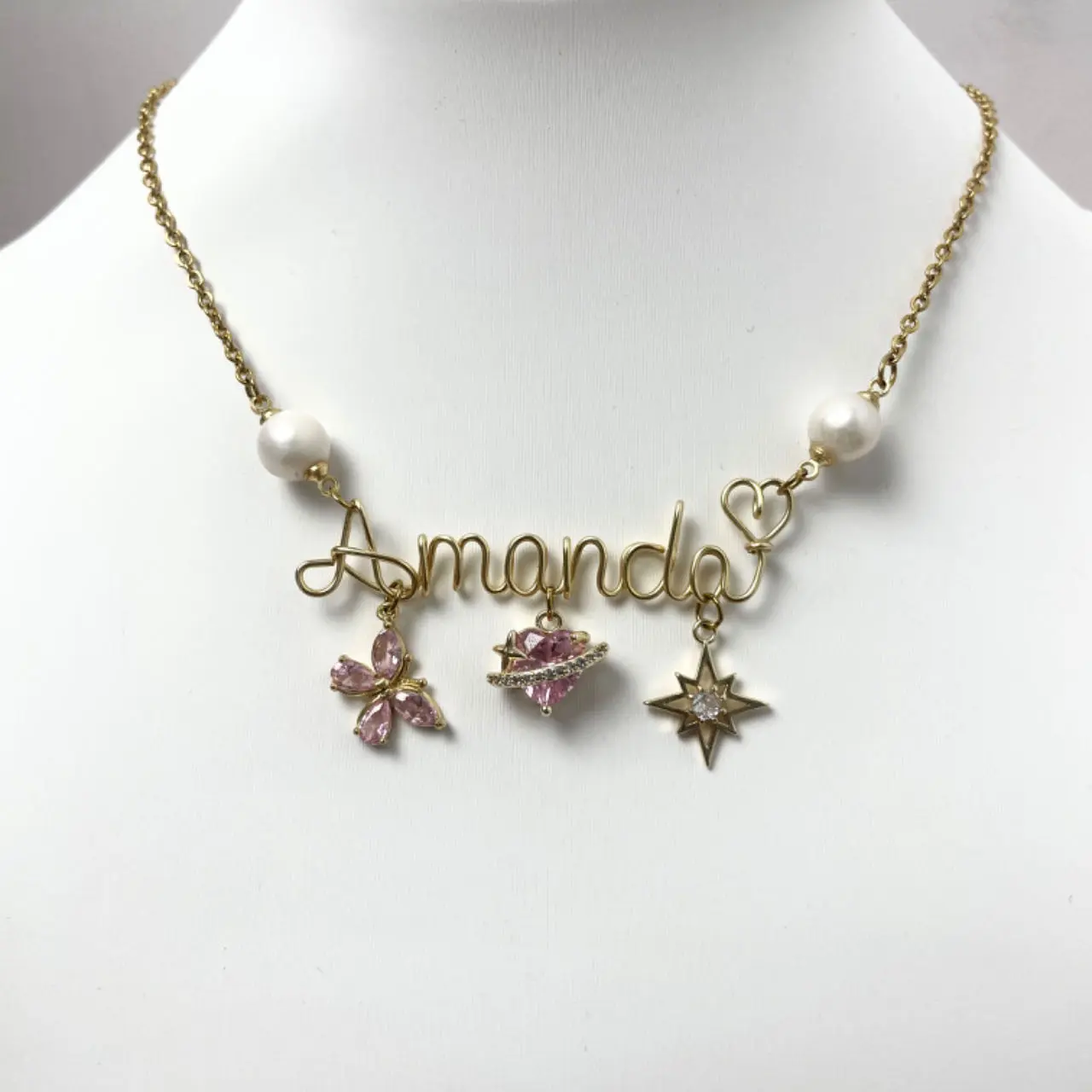 #Gold custom handmade name necklace